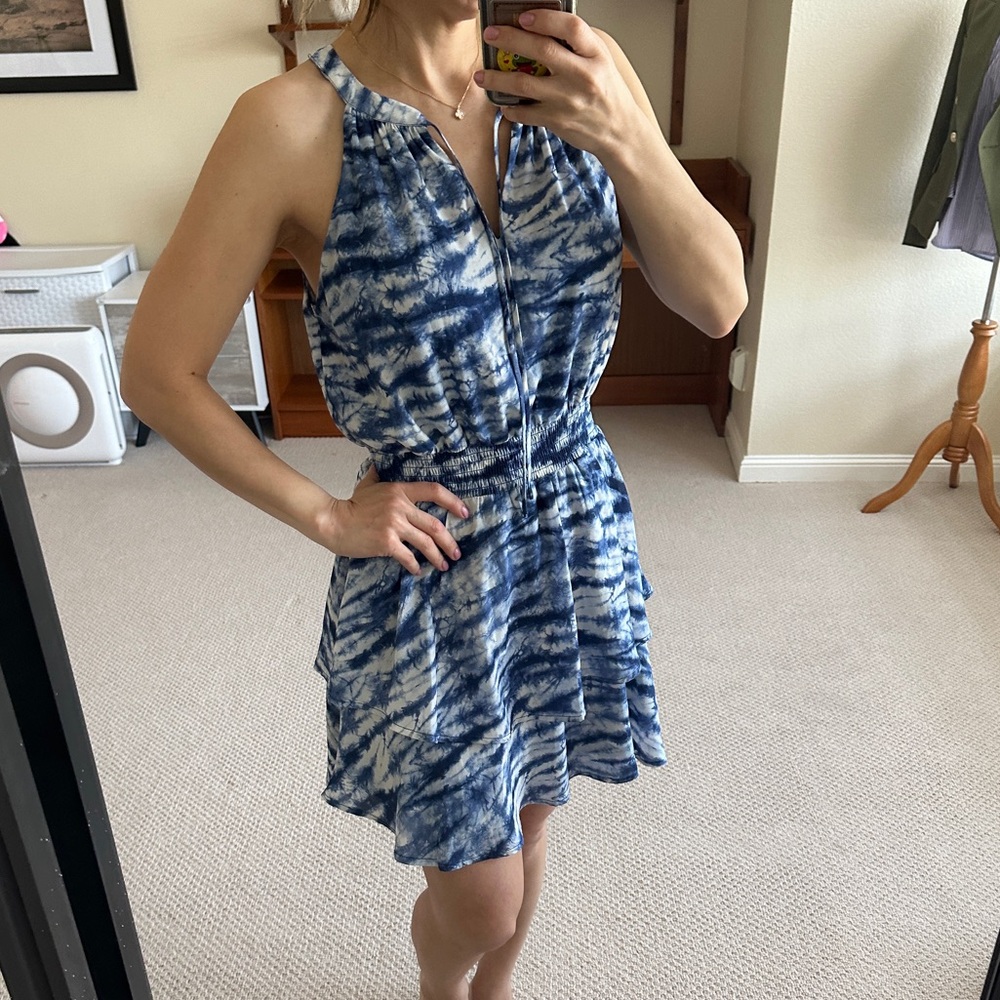 AQUA flowy blue dress